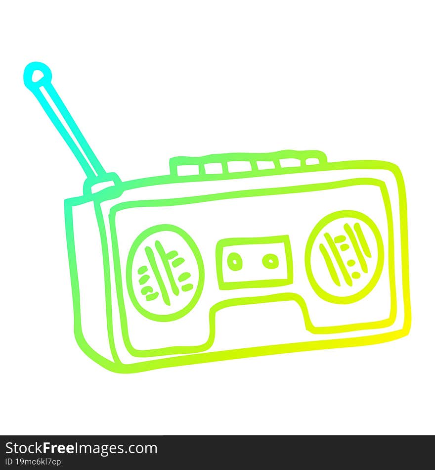 cold gradient line drawing of a cartoon radio player