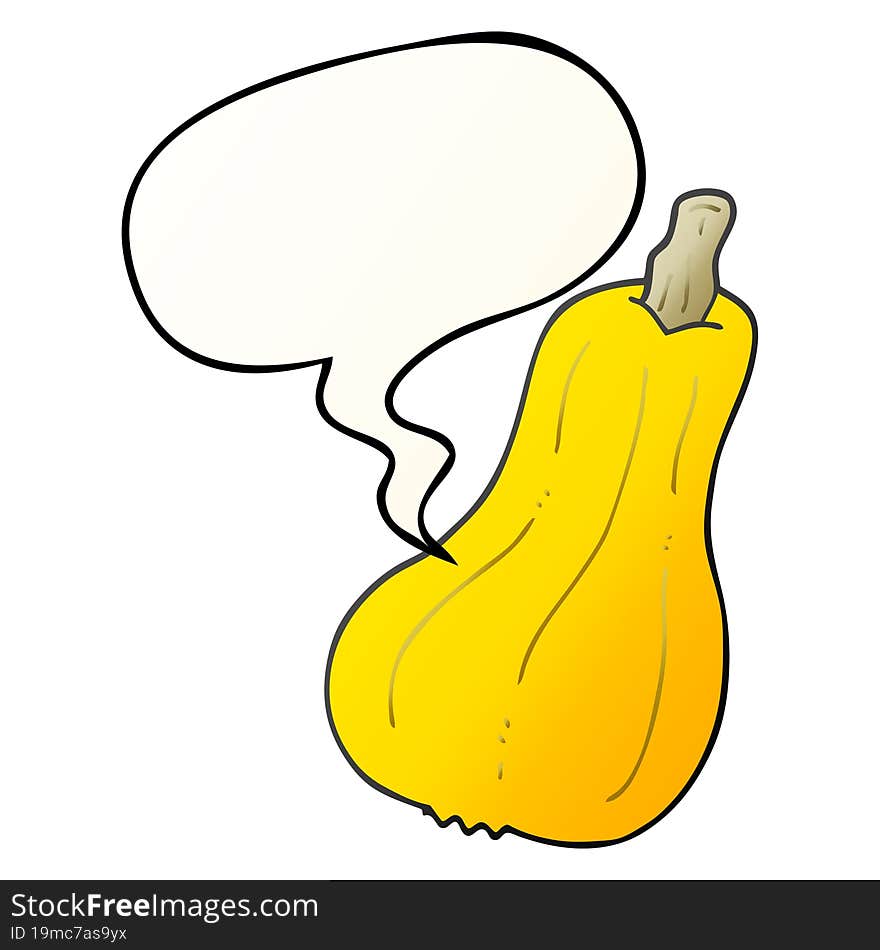 cartoon squash and speech bubble in smooth gradient style