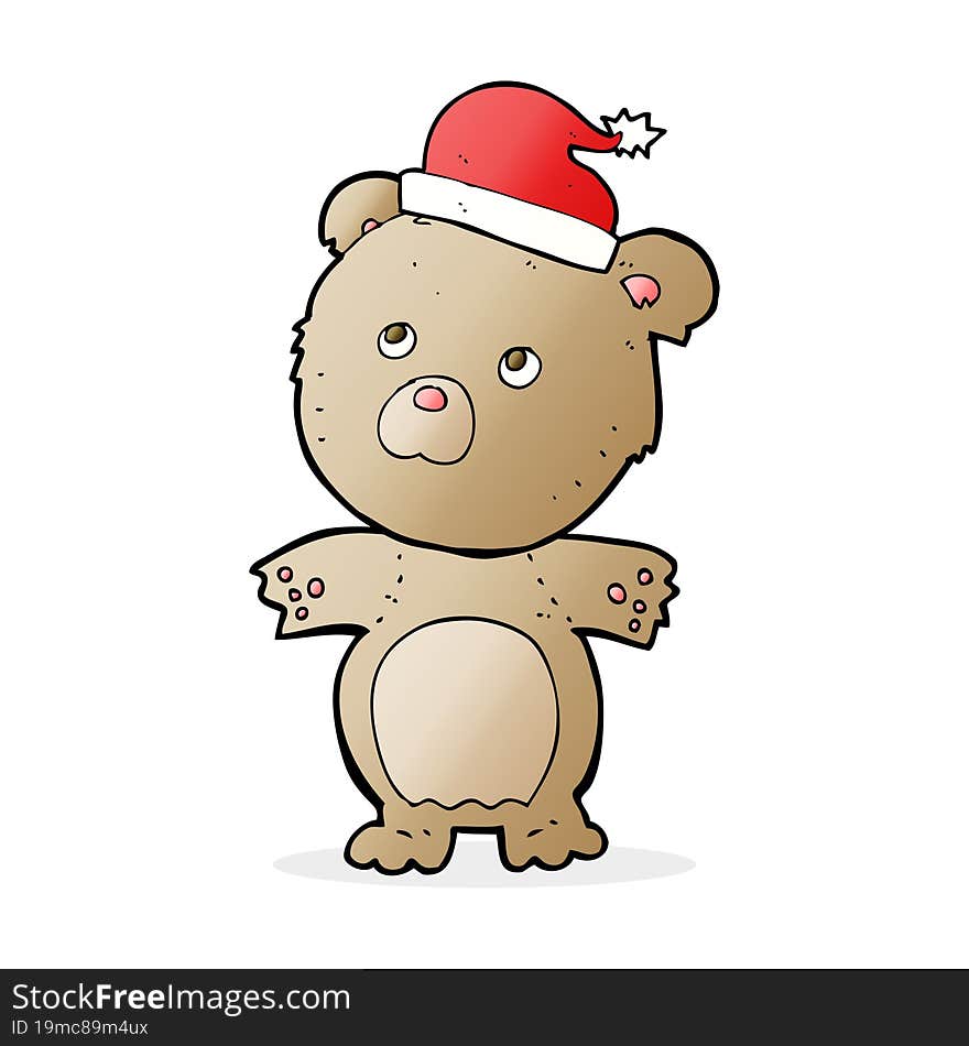 cartoon bear wearing christmas hat