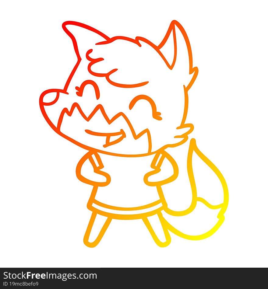 warm gradient line drawing happy cartoon fox