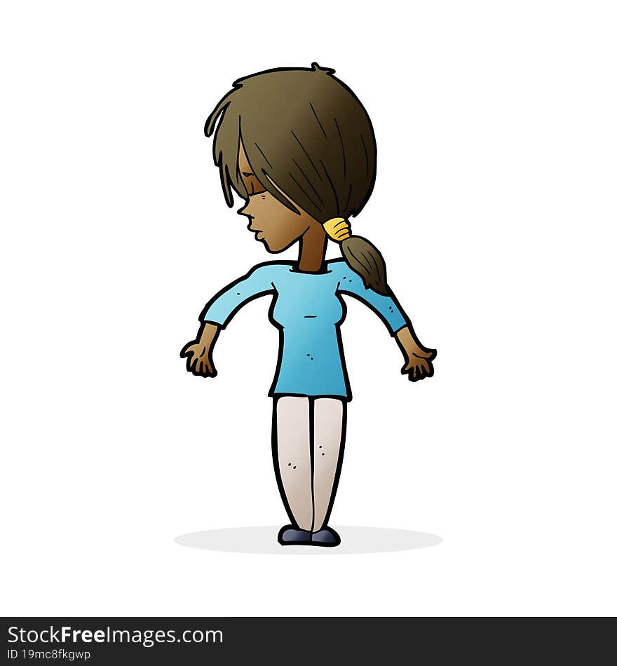 cartoon woman shrugging shoulders