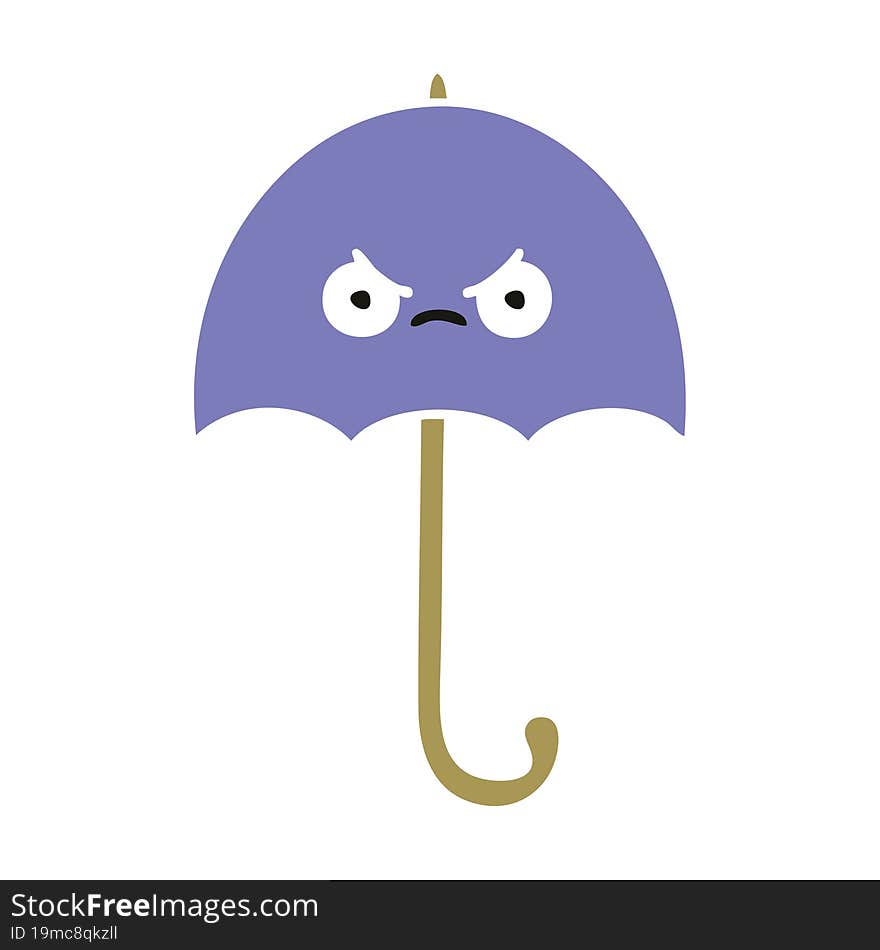 flat color retro cartoon umbrella