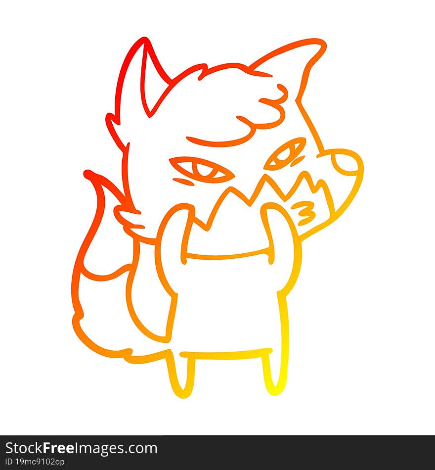 warm gradient line drawing clever cartoon fox