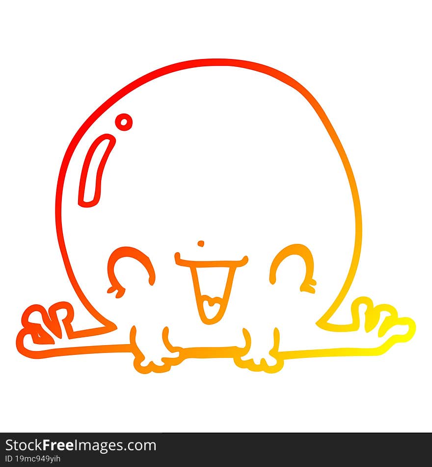 Warm Gradient Line Drawing Cartoon Frog