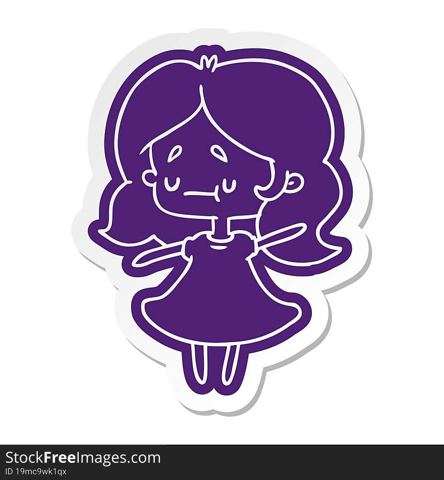 Cartoon Sticker Of A Cute Kawaii Girl