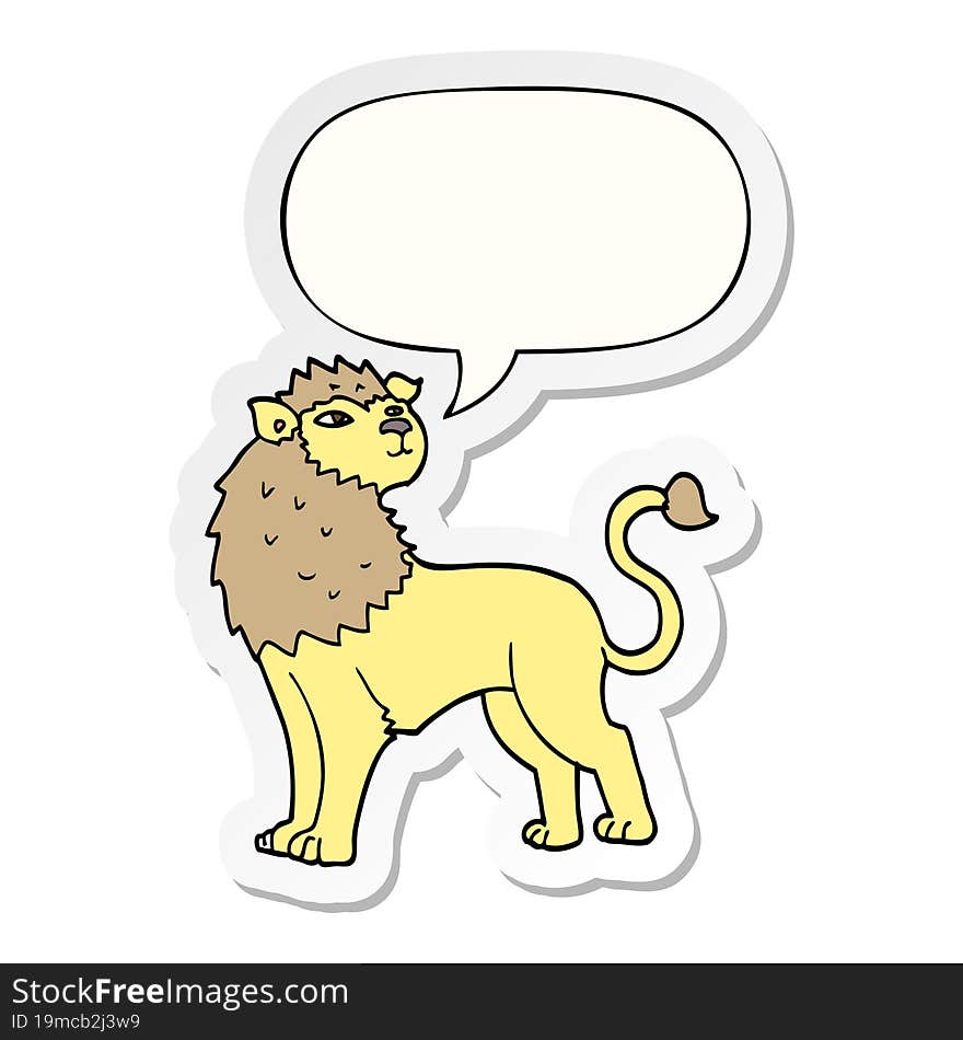 cartoon lion and speech bubble sticker