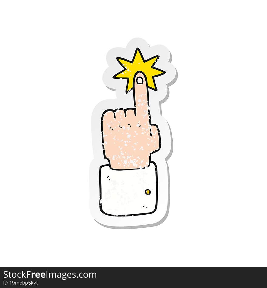 retro distressed sticker of a cartoon pointing hand