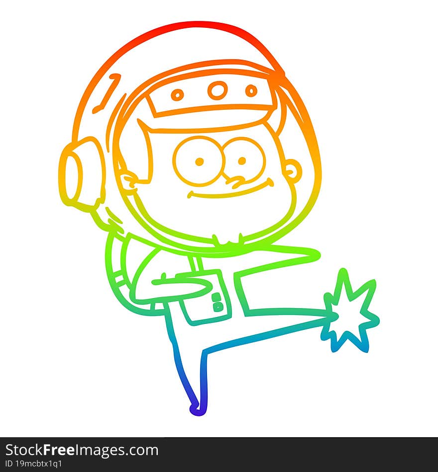 rainbow gradient line drawing happy astronaut cartoon