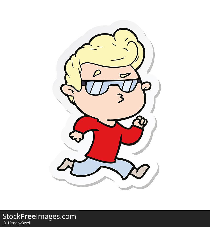 sticker of a cartoon cool guy