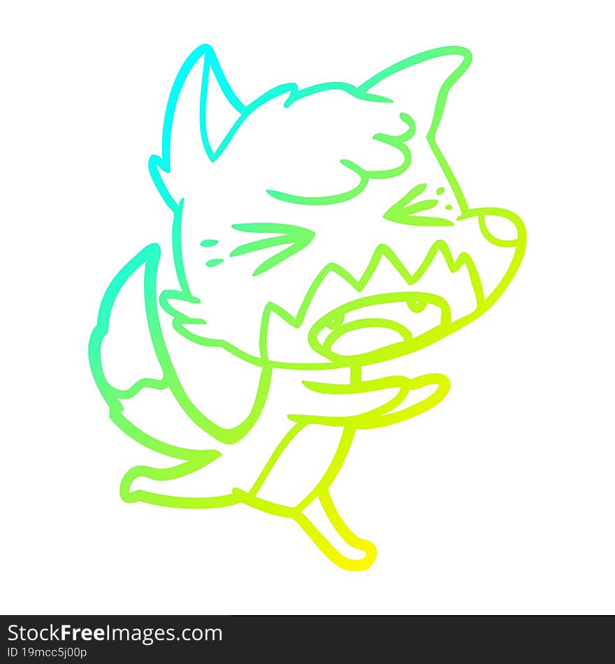 cold gradient line drawing angry cartoon fox running