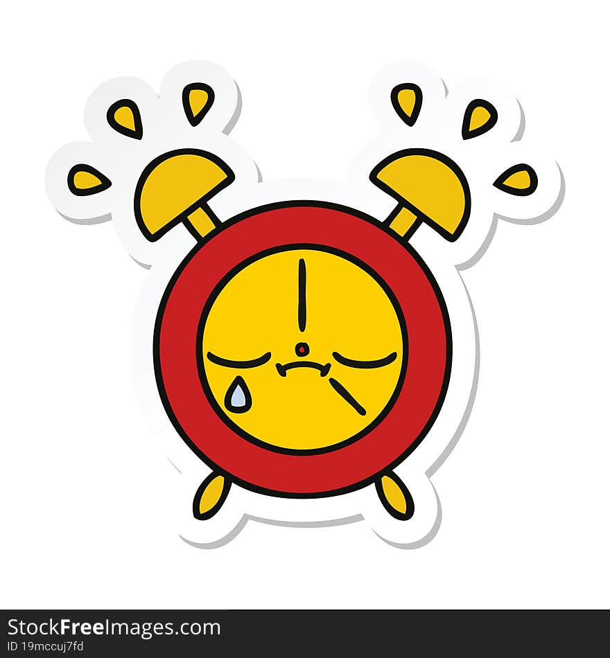 sticker of a cute cartoon alarm clock