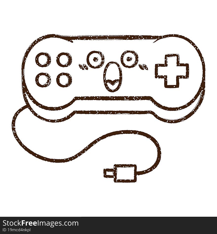 Console Controller Charcoal Drawing