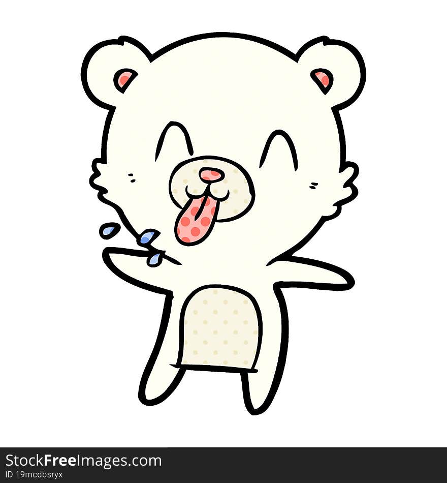 rude cartoon polar bear sticking out tongue. rude cartoon polar bear sticking out tongue