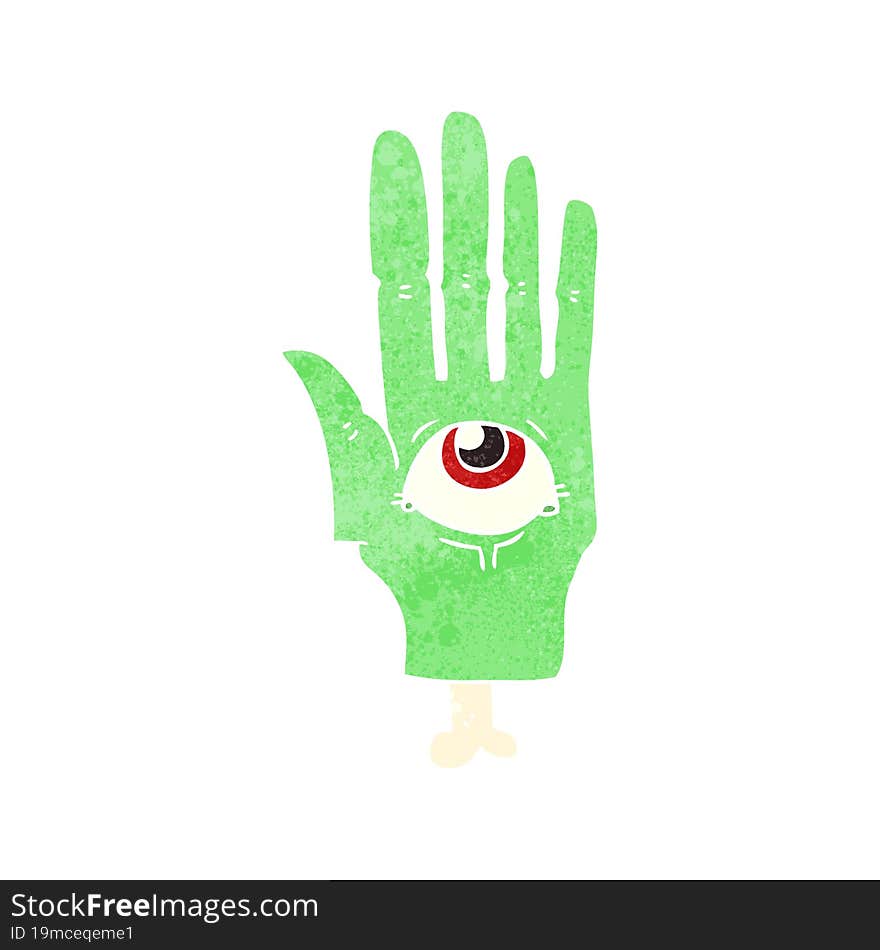 Retro Cartoon Spooky Eye Hand