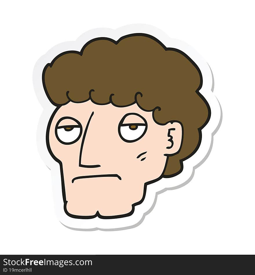 sticker of a cartoon bored man