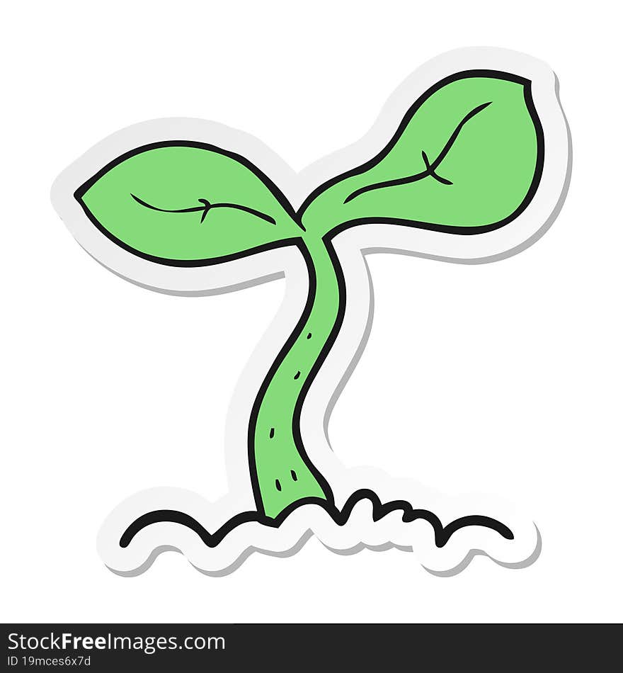 sticker of a cartoon seedling growing