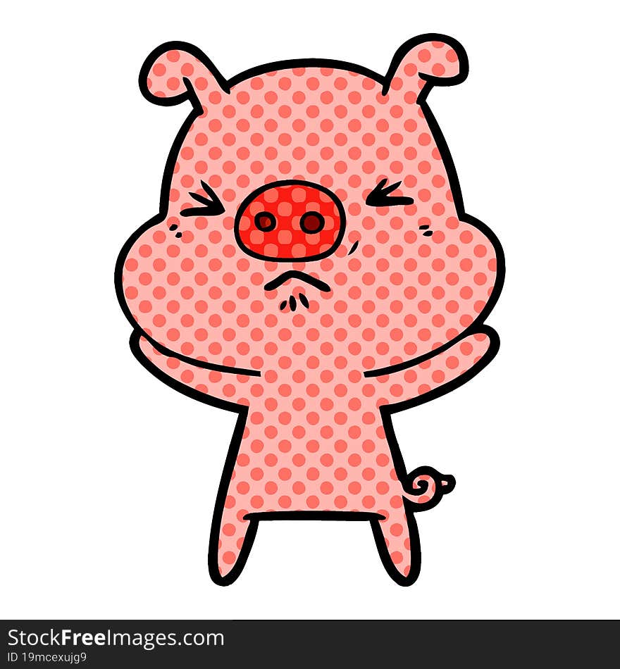 cartoon angry pig. cartoon angry pig