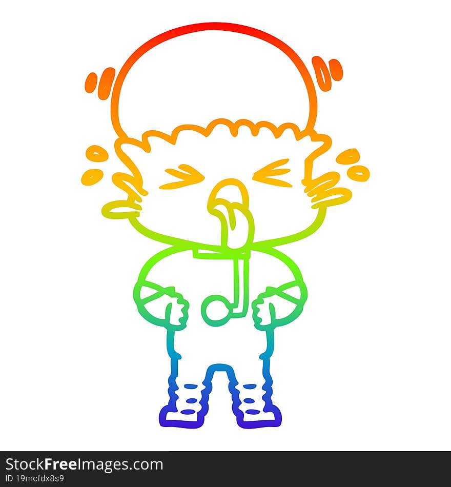 rainbow gradient line drawing disgusted cartoon alien