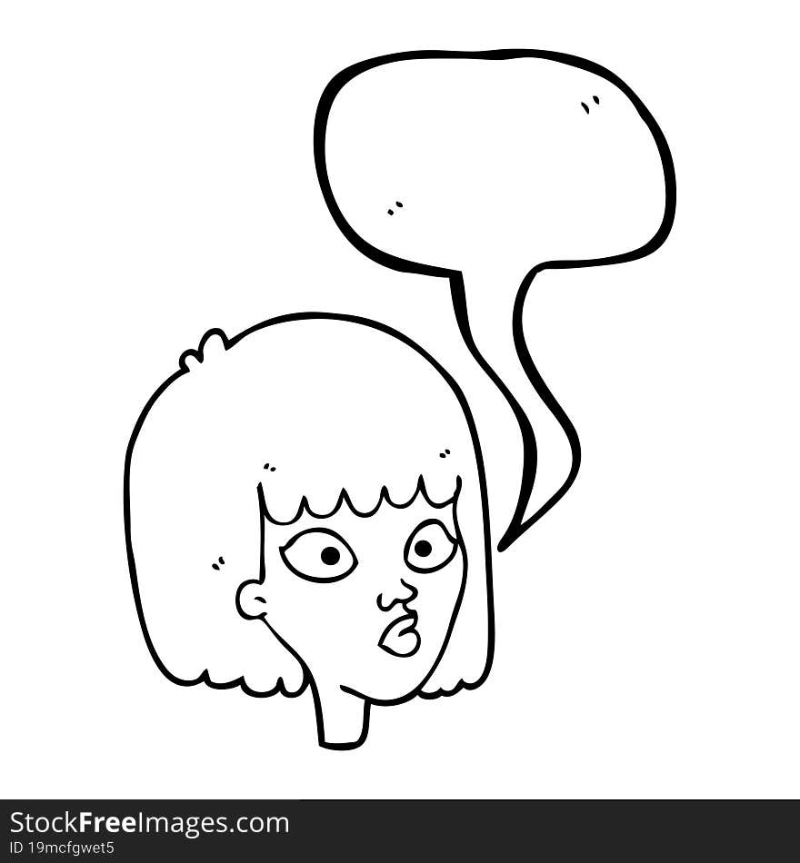 Speech Bubble Cartoon Female Face