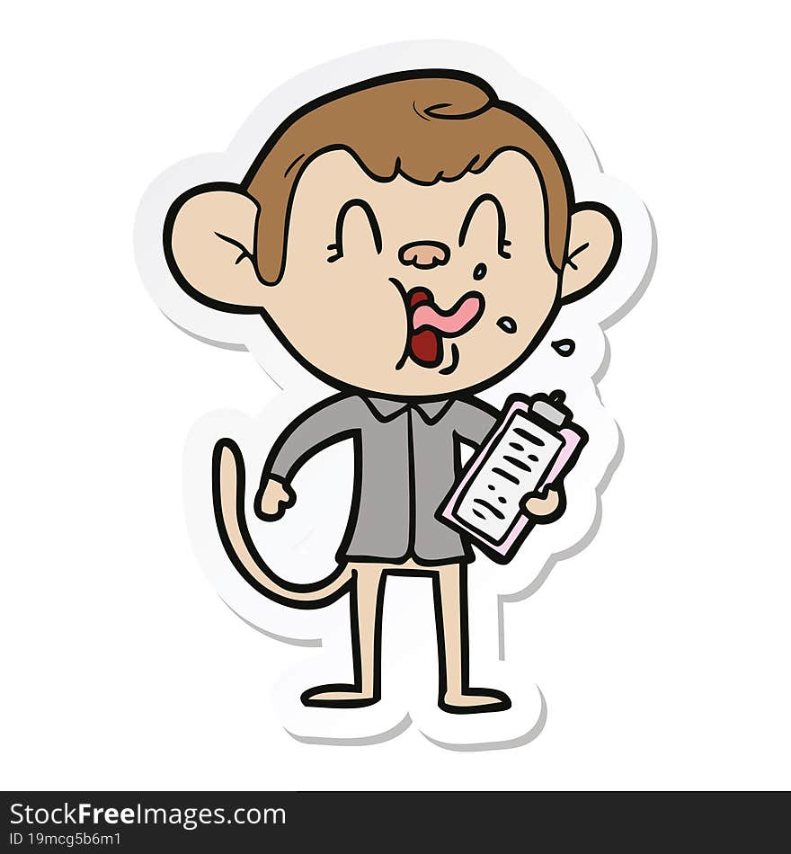 Sticker Of A Crazy Cartoon Monkey Manager