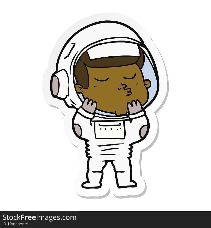 Sticker Of A Cartoon Confident Astronaut