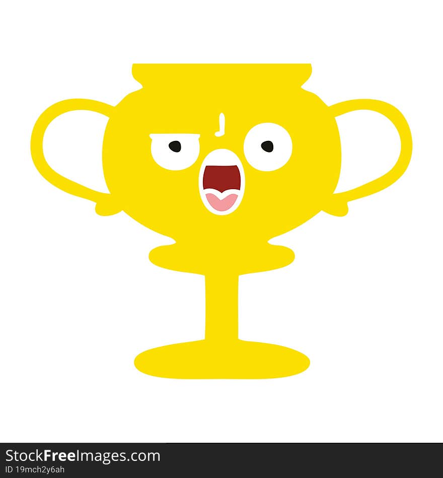 flat color retro cartoon trophy