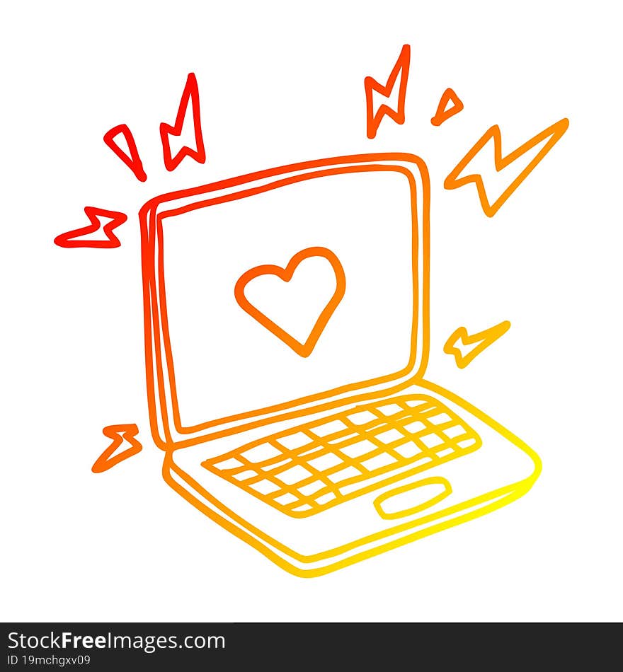 warm gradient line drawing of a internet dating cartoon