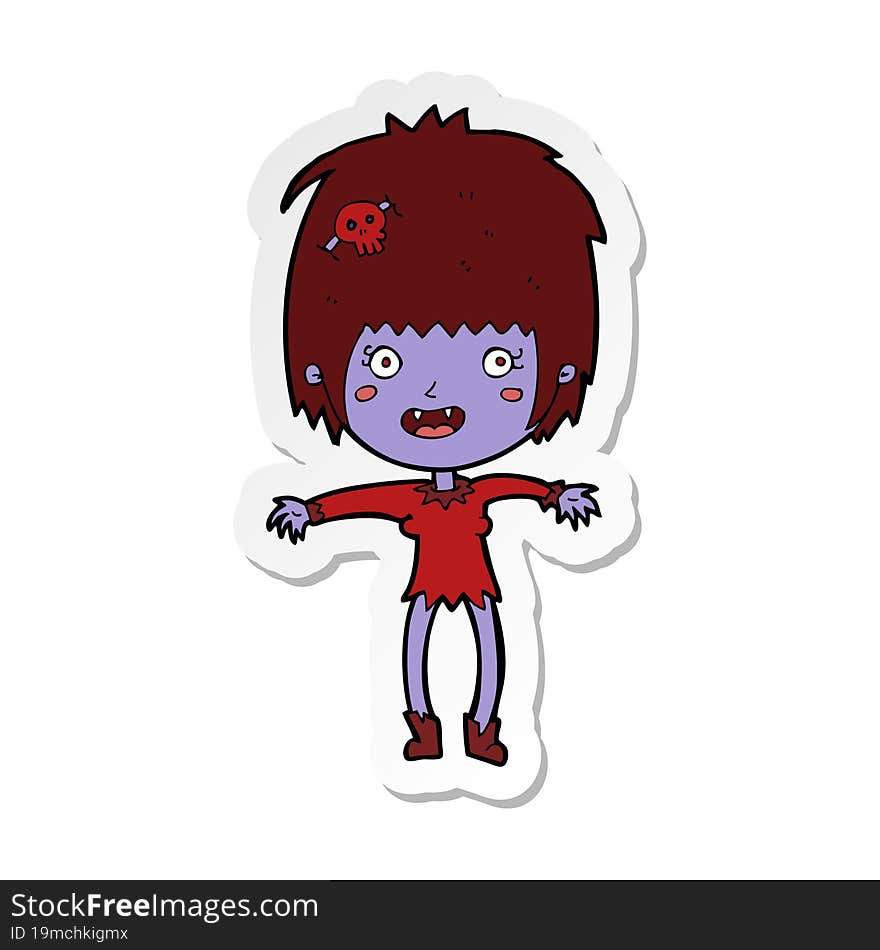 sticker of a cartoon vampire girl