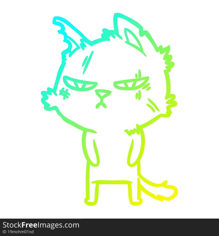 cold gradient line drawing tough cartoon cat