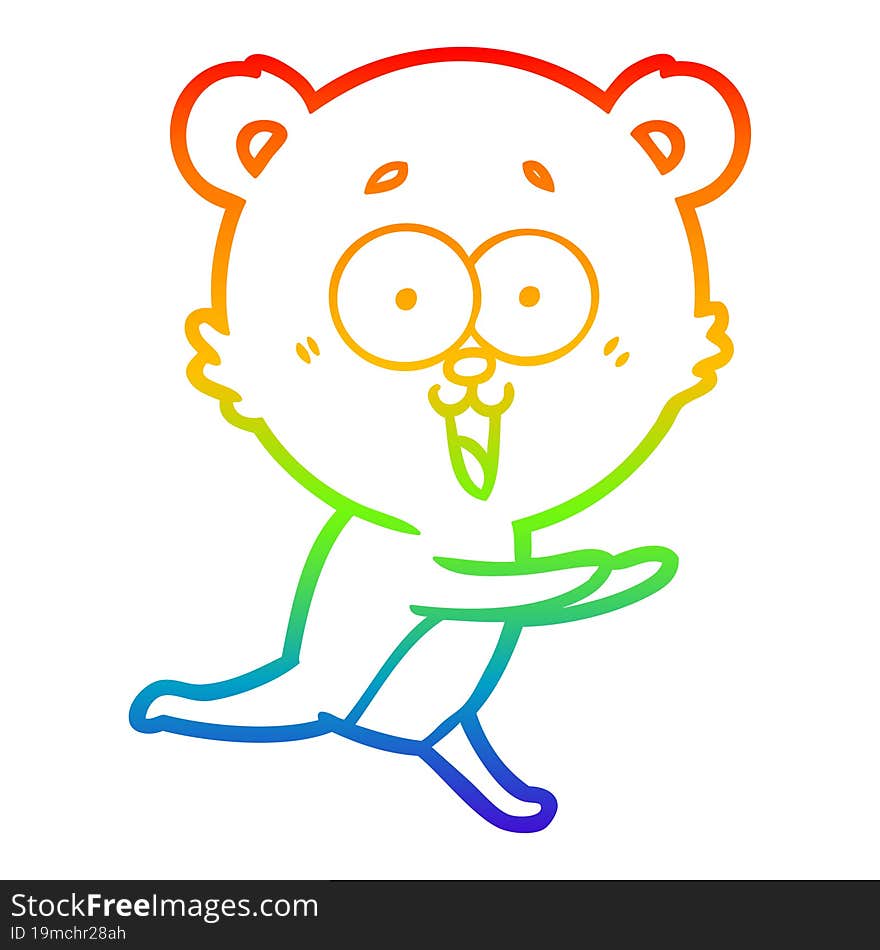 rainbow gradient line drawing of a laughing teddy  bear cartoon