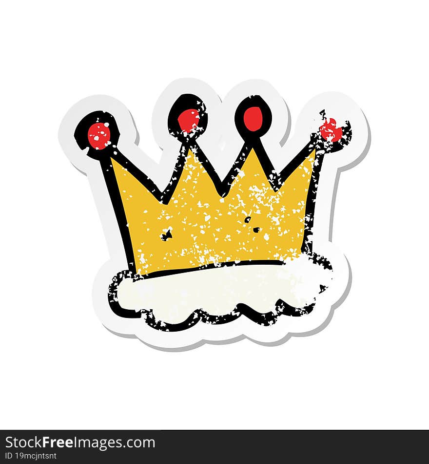 retro distressed sticker of a cartoon crown symbol