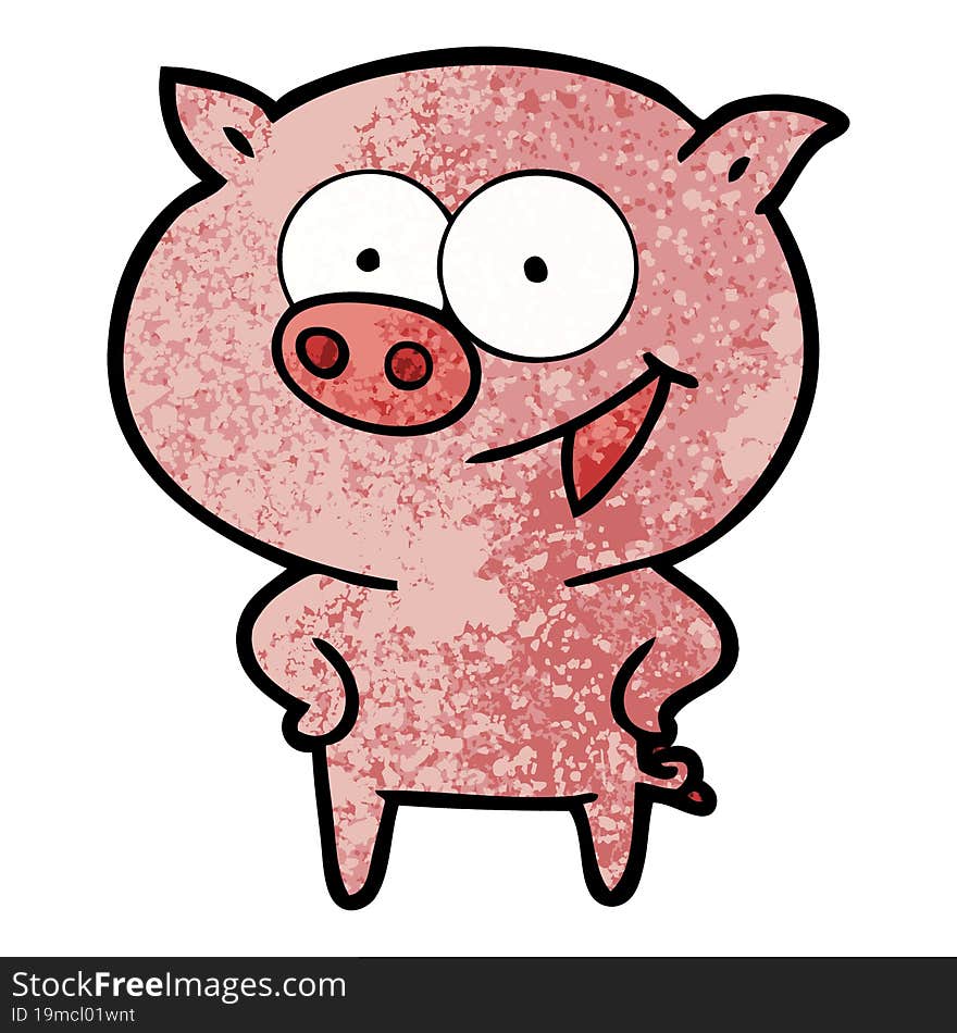 cheerful pig cartoon. cheerful pig cartoon