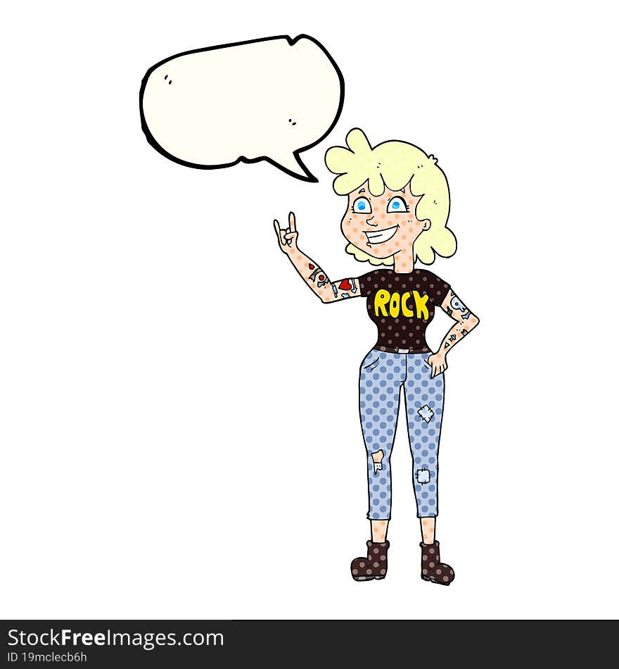 Comic Book Speech Bubble Cartoon Rock Girl