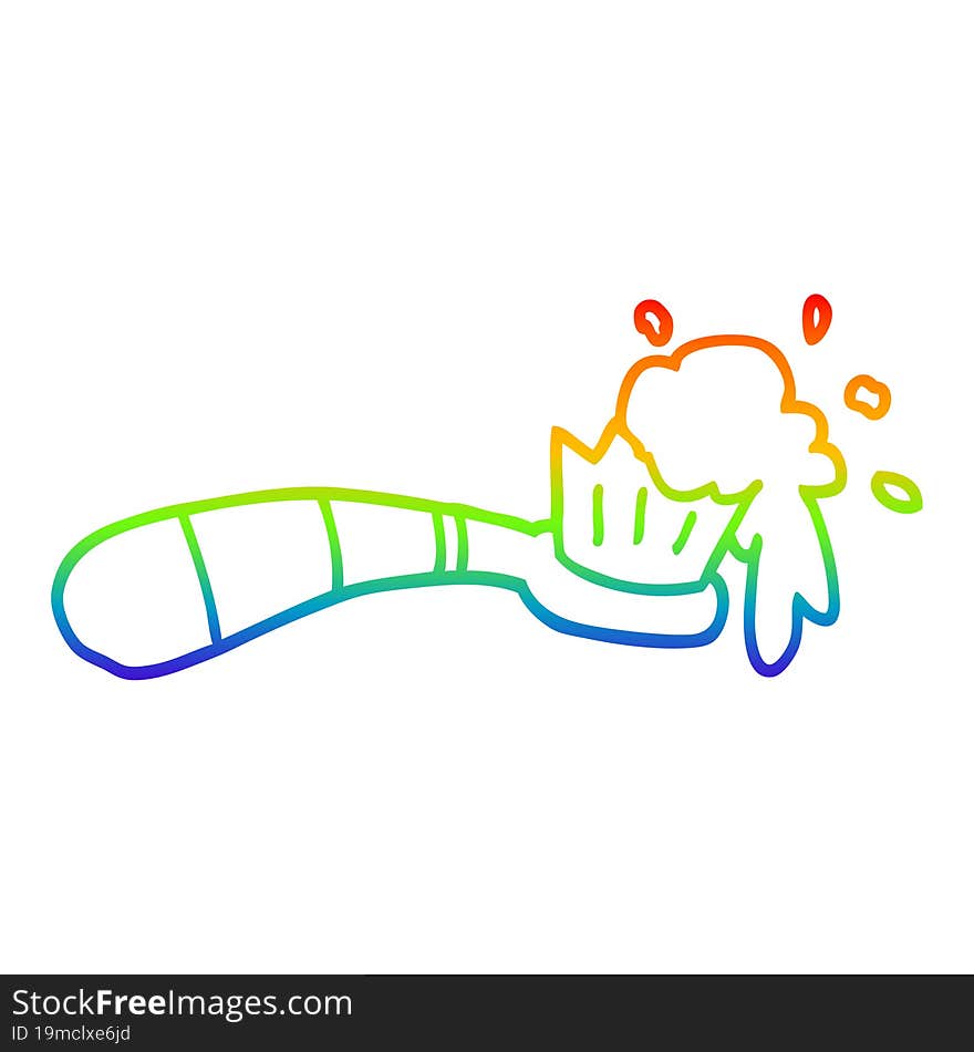 rainbow gradient line drawing of a cartoon toothbrush