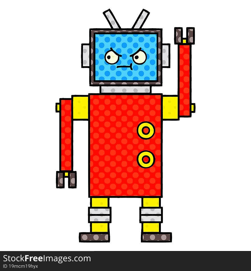 Comic Book Style Cartoon Robot