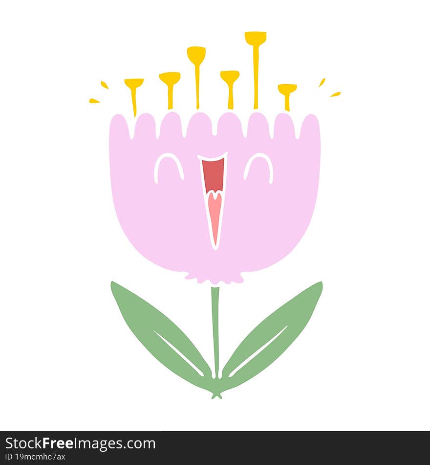 flat color style cartoon happy flower