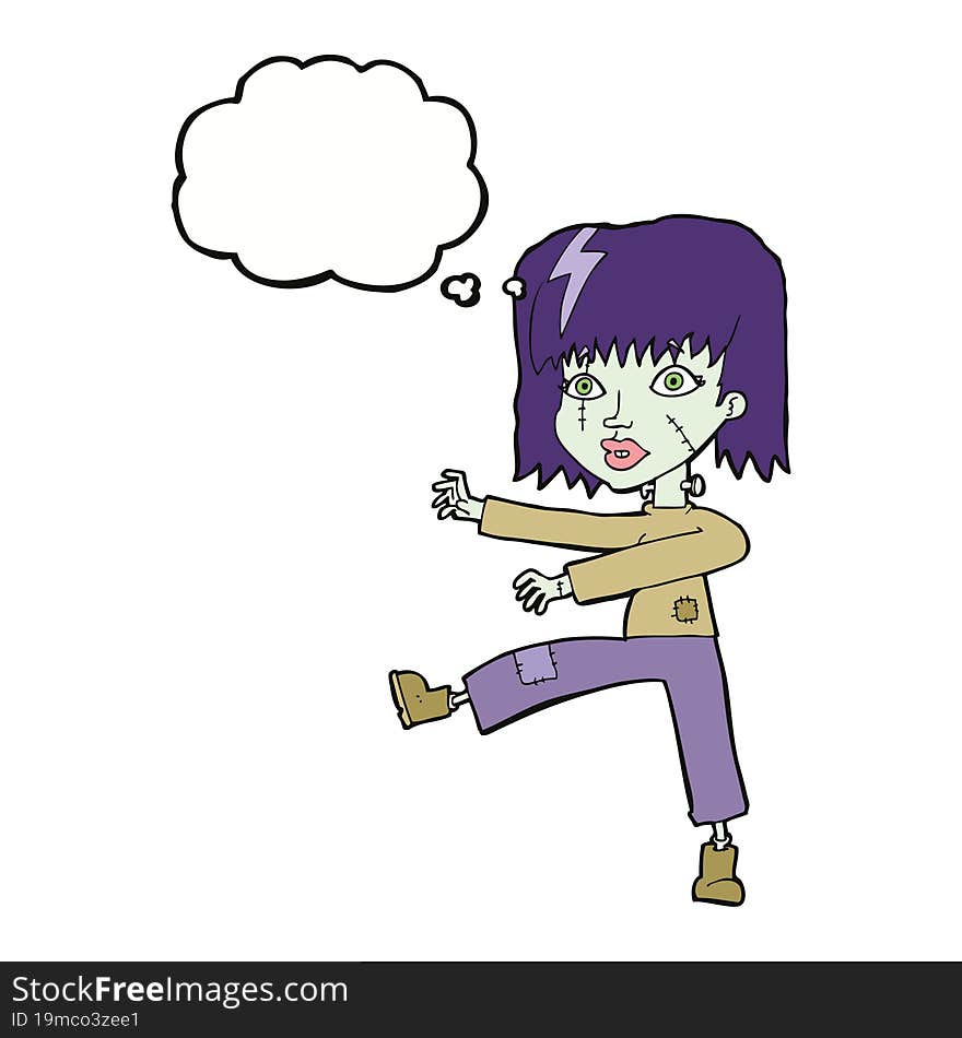 Cartoon Zombie Girl With Thought Bubble