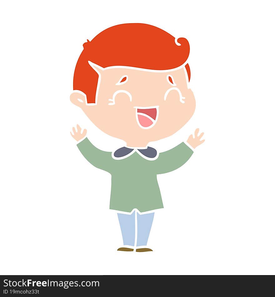 flat color style cartoon laughing man