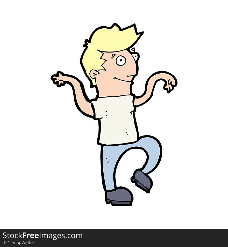 Cartoon Happy Man Doing Funny Dance