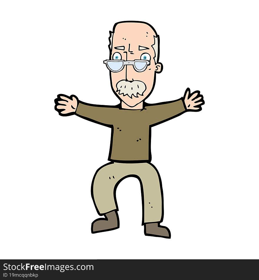 cartoon old man waving arms