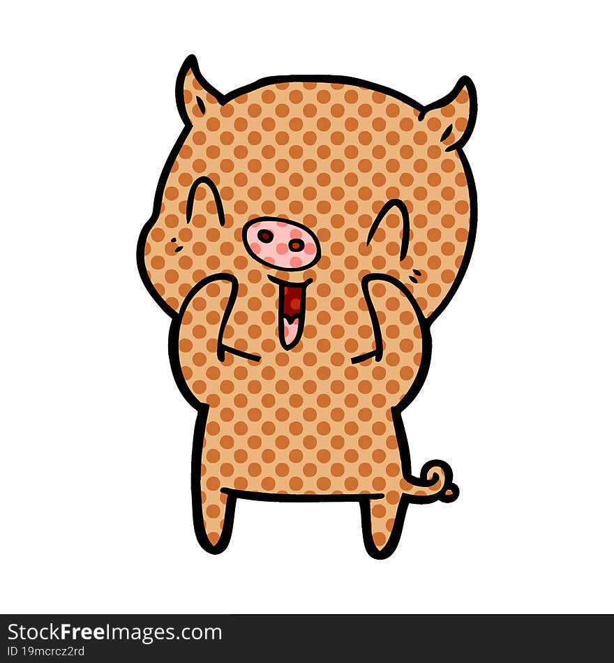 happy cartoon pig. happy cartoon pig