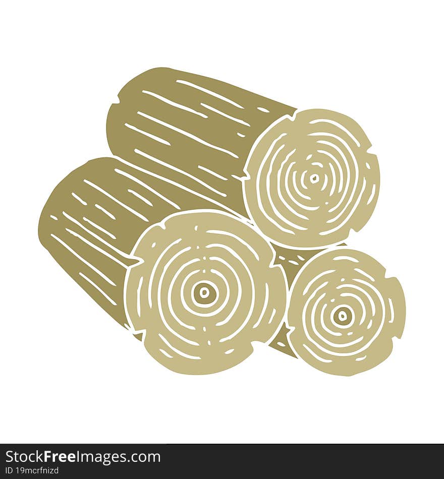 flat color illustration of a cartoon logs