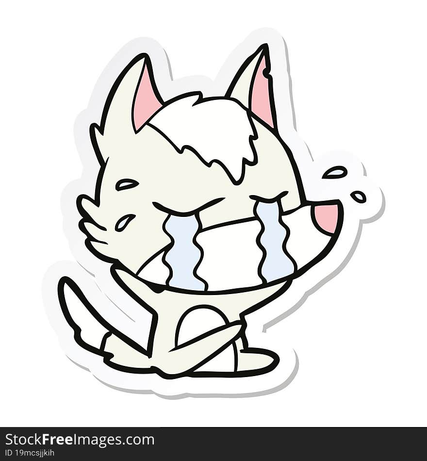 Sticker Of A Cartoon Crying Wolf