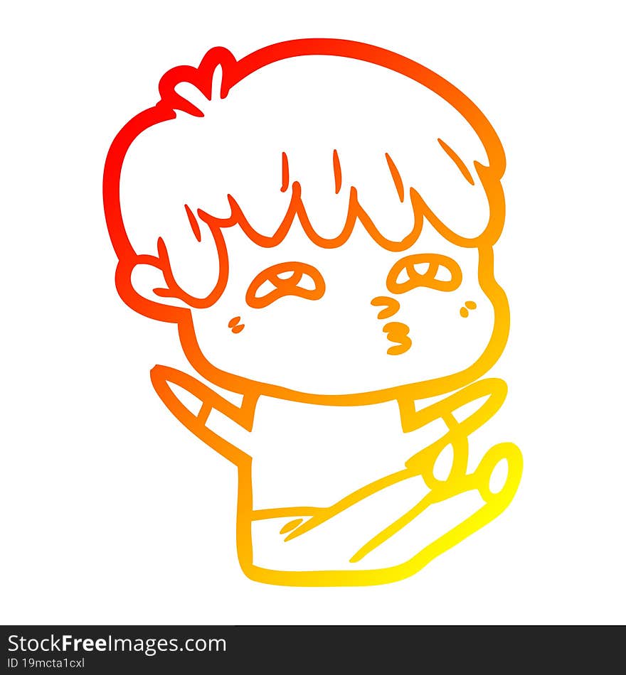 Warm Gradient Line Drawing Cartoon Curious Man