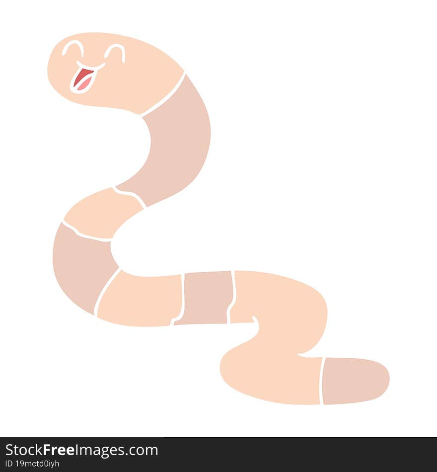 Flat Color Style Cartoon Worm