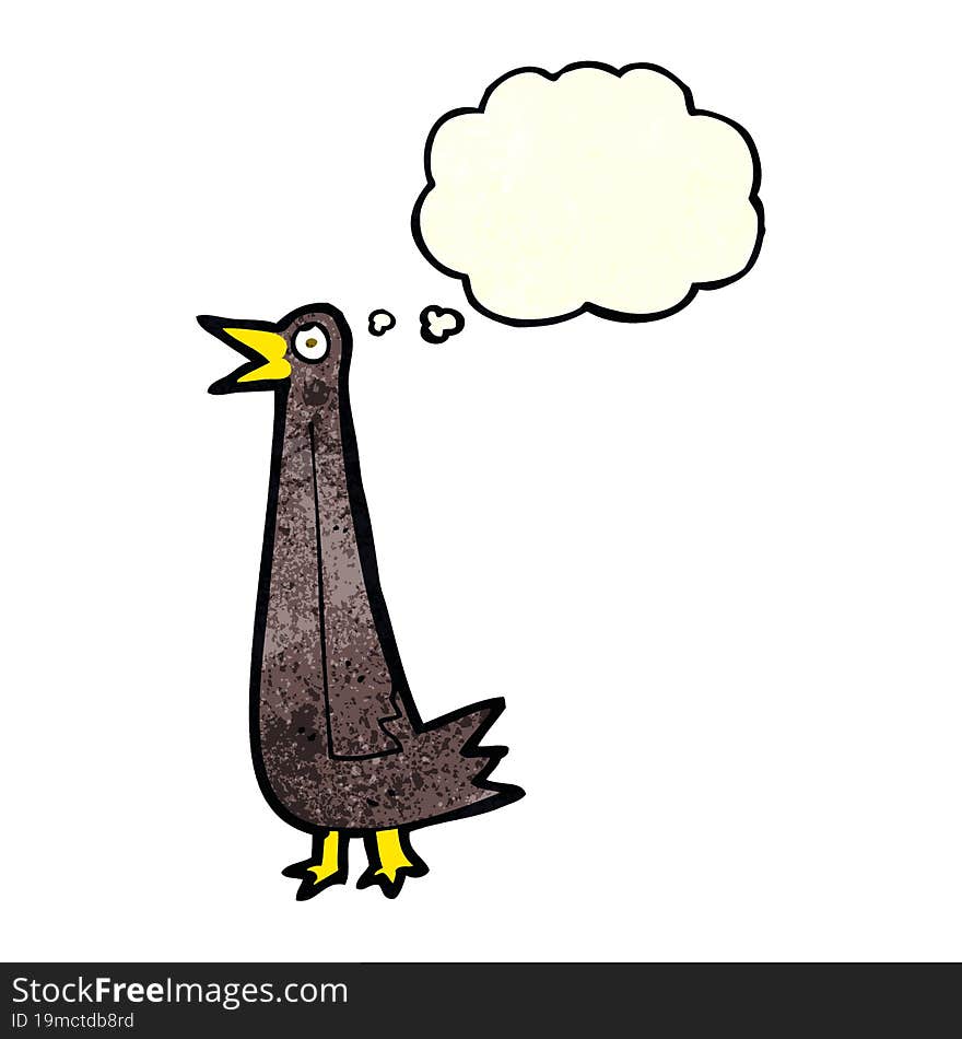 funny cartoon bird with thought bubble