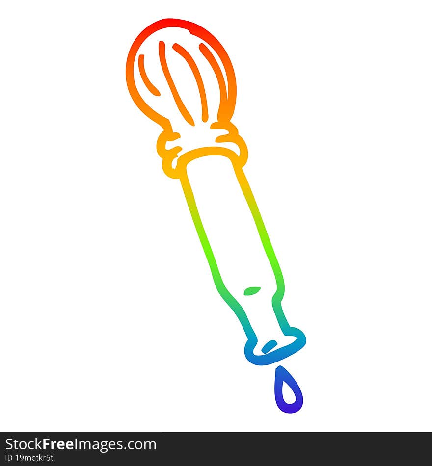 rainbow gradient line drawing cartoon dripping pipette