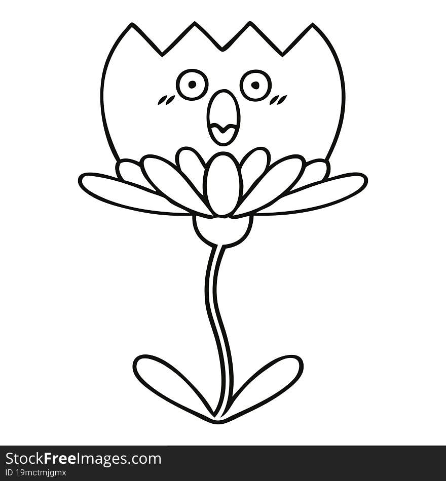 Line Drawing Cartoon Flower