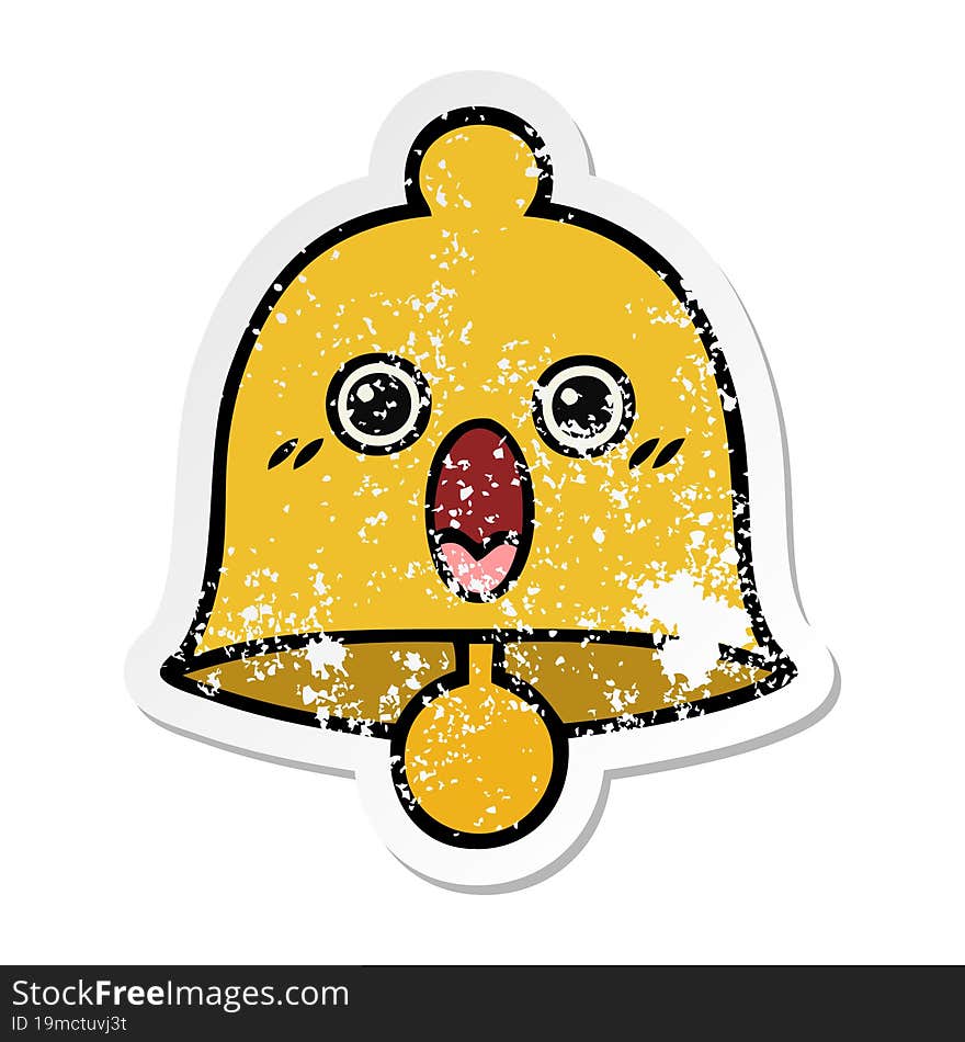 distressed sticker of a cute cartoon bell