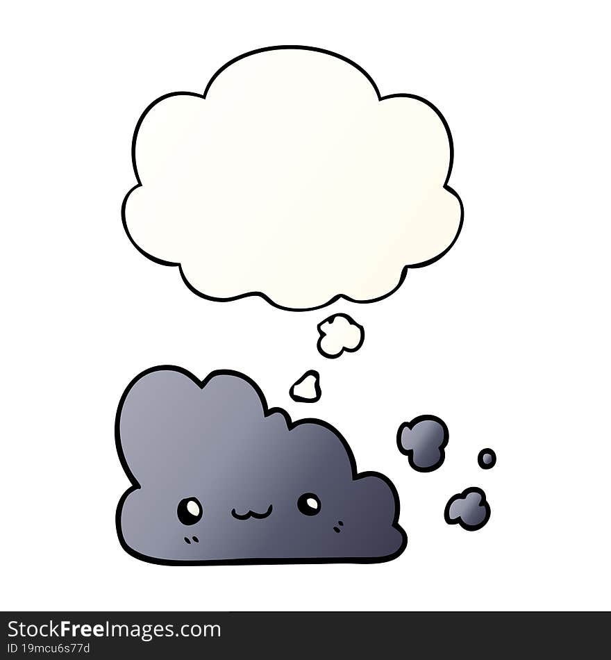 cute cartoon cloud and thought bubble in smooth gradient style